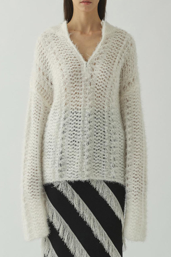 SWAYING/KNIT Half Zip Cutout Pullover SW22AW1T78 White